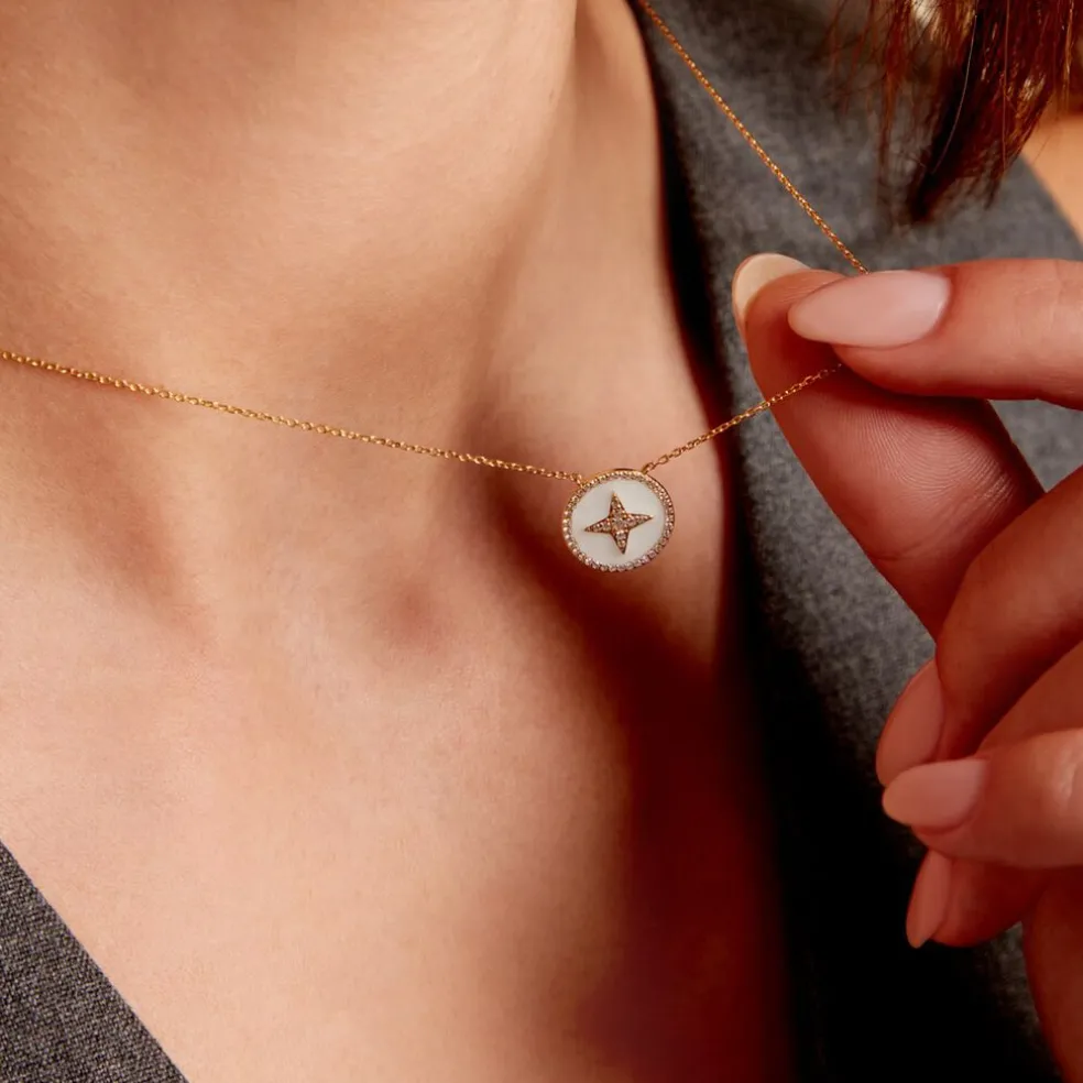 Collier Sweet Rosace Or Jaune Oxyde De Zirconium