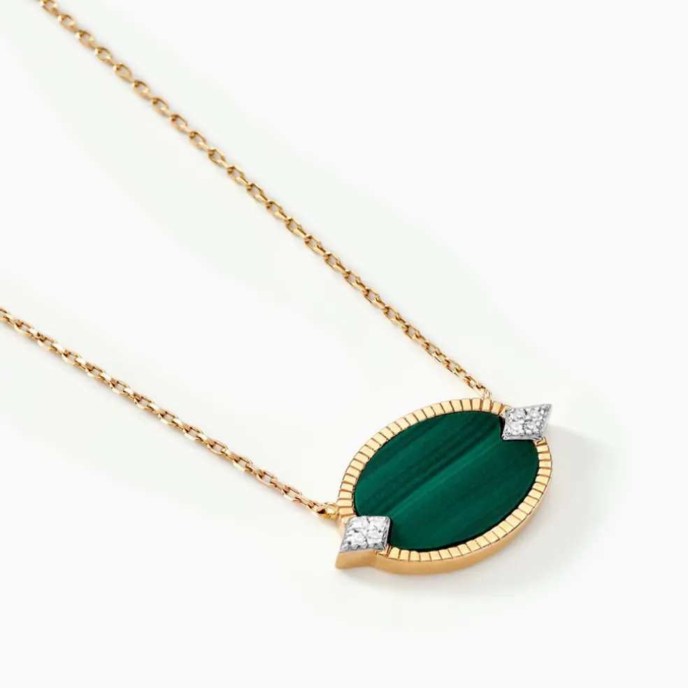 Collier Tahina Or Jaune Malachite Diamant