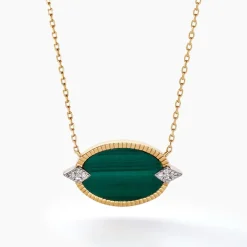 Collier Tahina Or Jaune Malachite Diamant