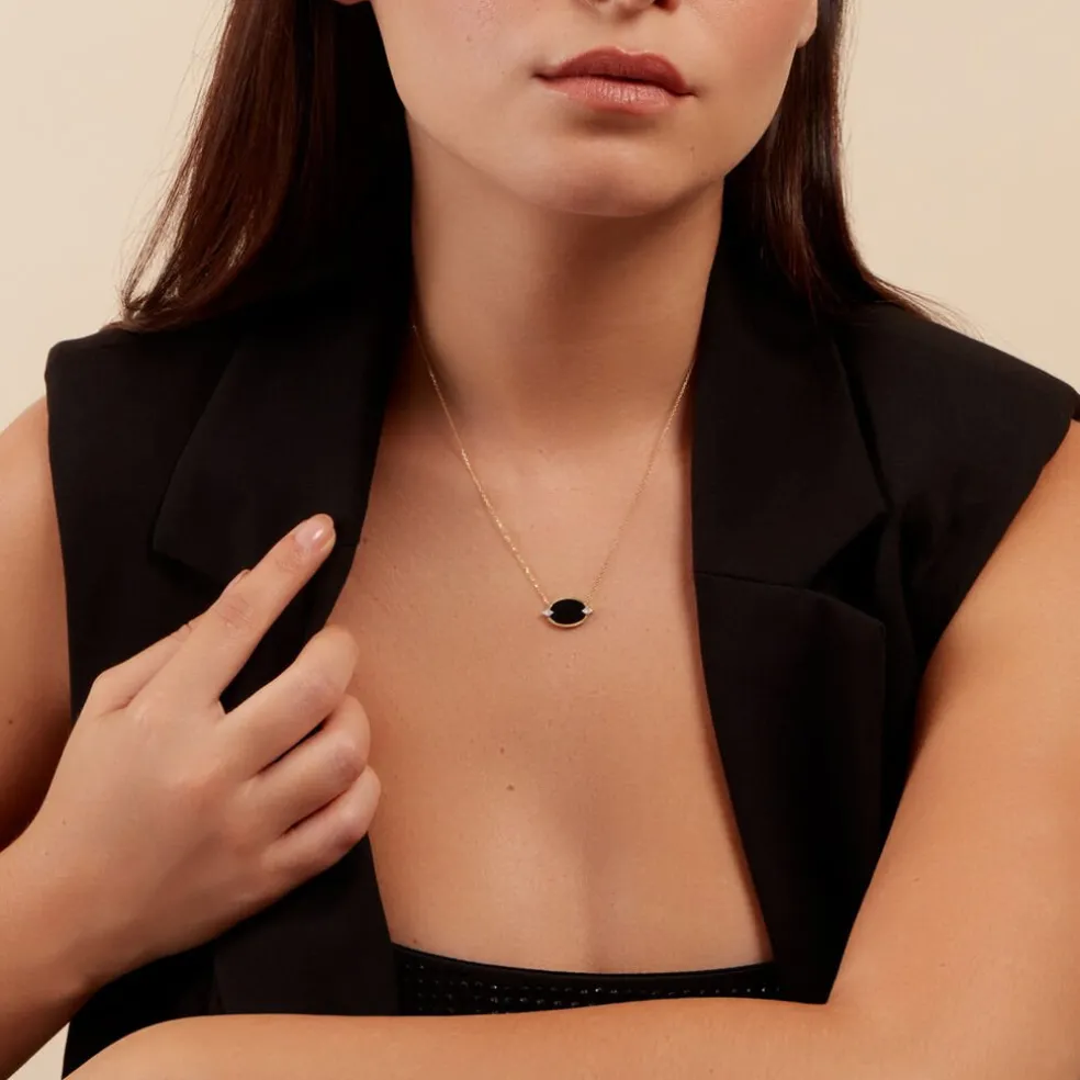 Collier Tahina Or Jaune Onyx Diamant