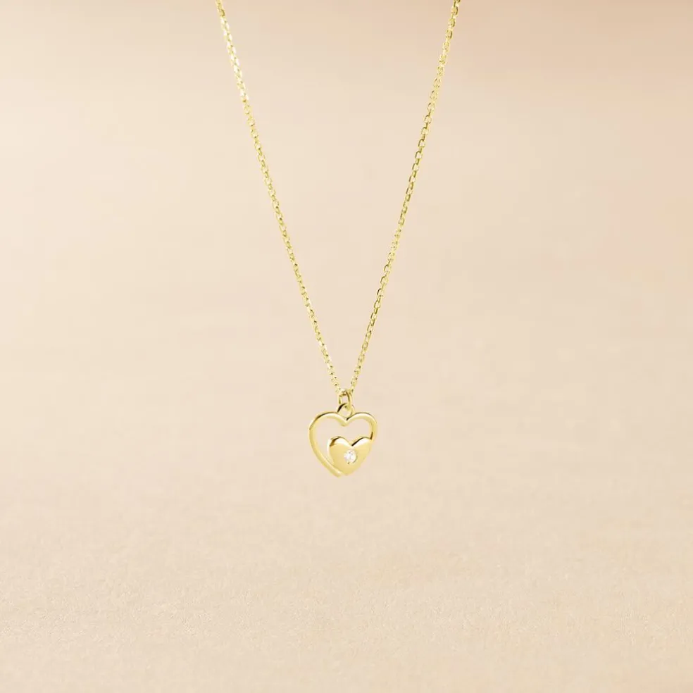 Collier Terentille Coeur Or Jaune Oxyde De Zirconium