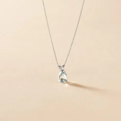 Collier Teresa Or Blanc Topaze Et Diamant