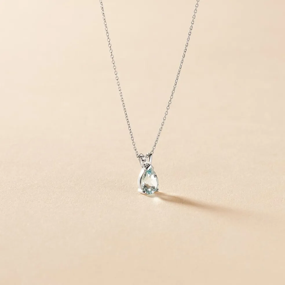 Collier Teresa Or Blanc Topaze Et Diamant