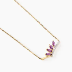 Collier Tiara Or Jaune Améthyste Oxyde De Zirconium