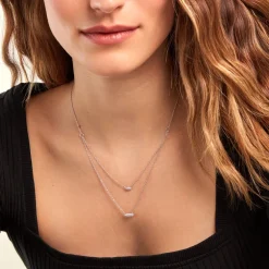 Collier Tiwa Argent Blanc Oxyde De Zirconium