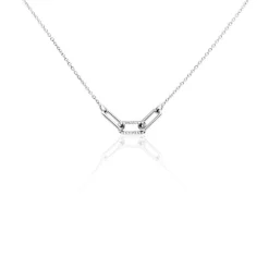 Collier Trait D'union Argent Blanc Oxyde De Zirconium