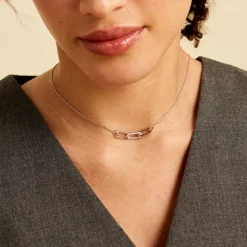 Collier Trait D'union Argent Blanc Oxyde De Zirconium