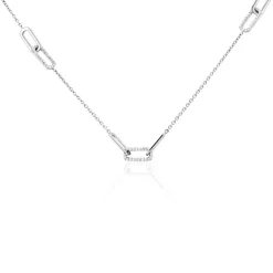 Collier Trait D'union Argent Blanc Oxyde De Zirconium