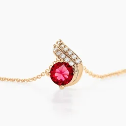 Collier Tyana Plaqué Or Jaune Pierre De Synthese Et Oxyde De Zirconium