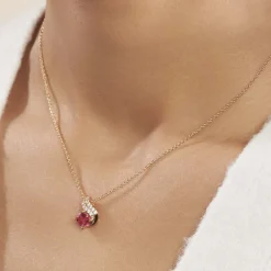 Collier Tyana Plaqué Or Jaune Pierre De Synthese Et Oxyde De Zirconium