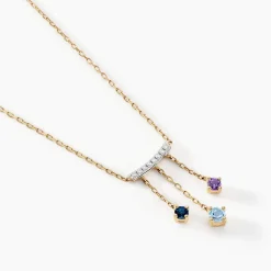 Collier Universe Or Jaune Topaze Améthyste