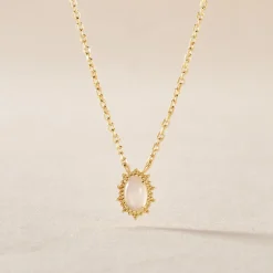 Collier Vintage Love Plaqué Or Jaune Pierre De Lune