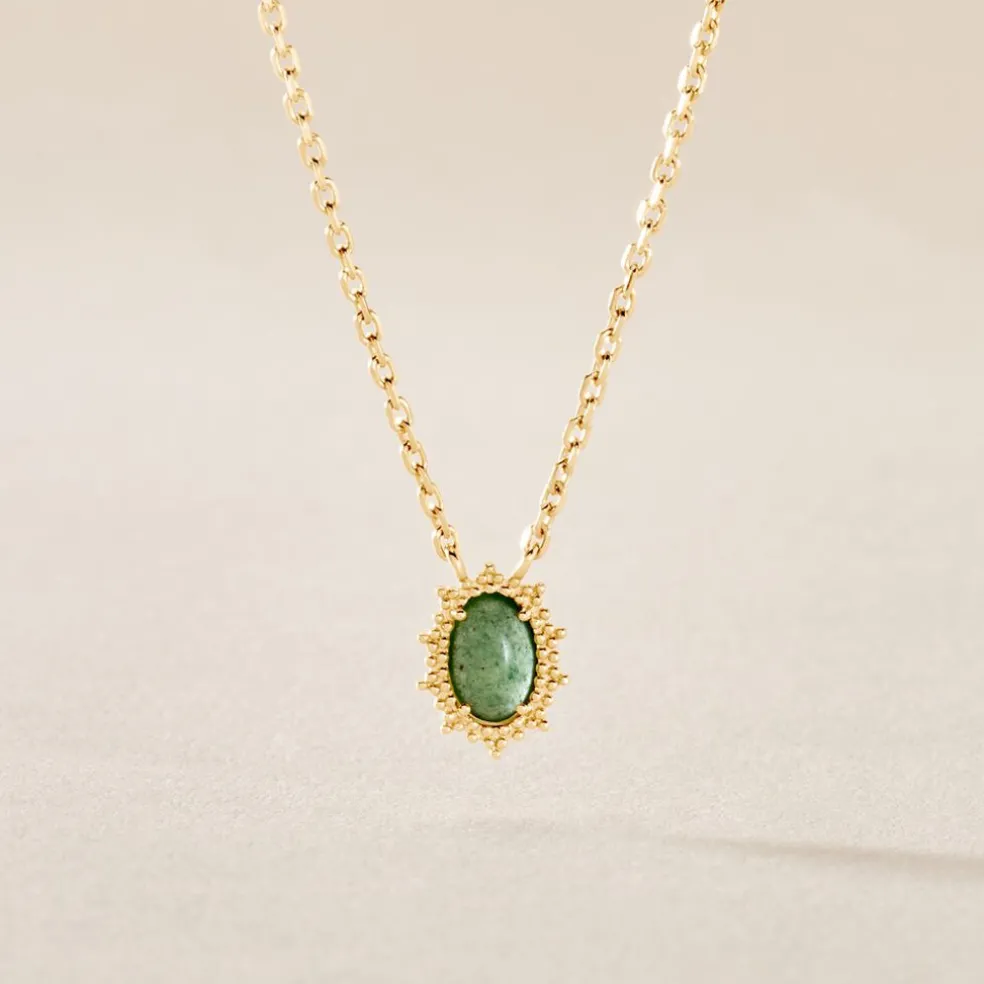 Collier Vintage Love Plaqué Or Jaune Aventurine