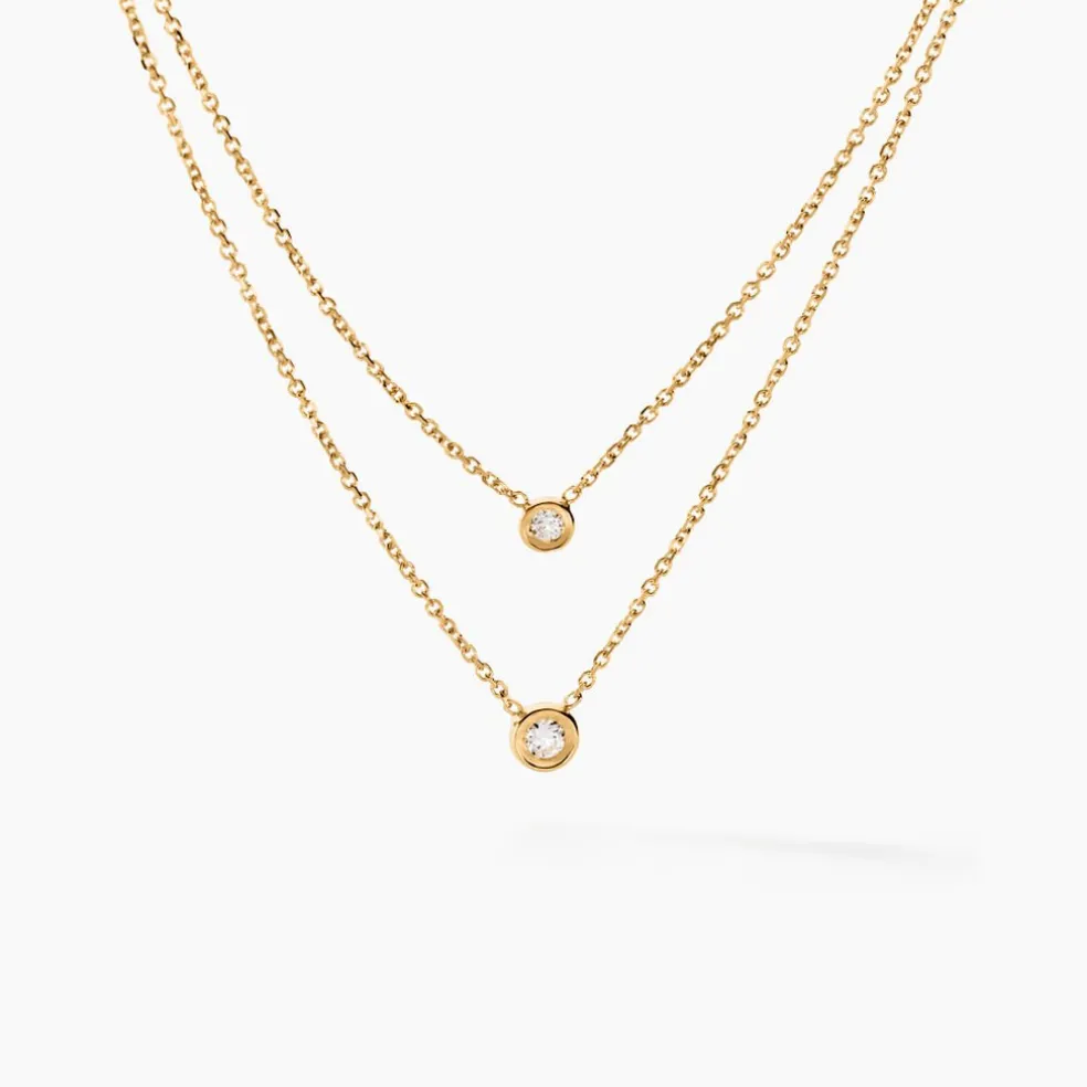 Collier Virguinia Or Jaune Oxyde De Zirconium