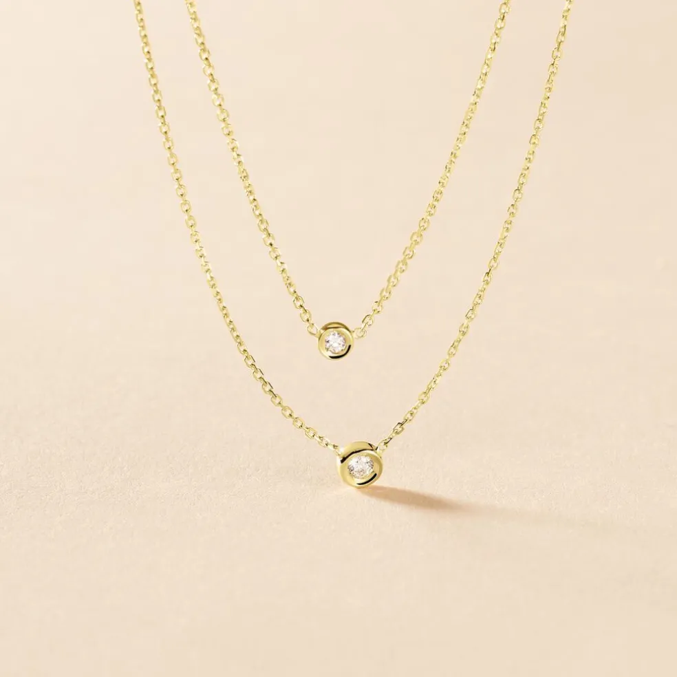 Collier Virguinia Or Jaune Oxyde De Zirconium