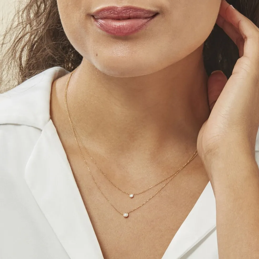 Collier Virguinia Or Jaune Oxyde De Zirconium