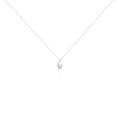 Collier Vrille Accompagnee Or Blanc Diamant