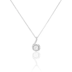 Collier Vrille Accompagnee Or Blanc Diamant