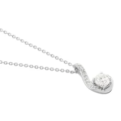 Collier Vrille Accompagnee Or Blanc Diamant