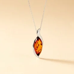 Collier Vyara Argent Blanc Ambre