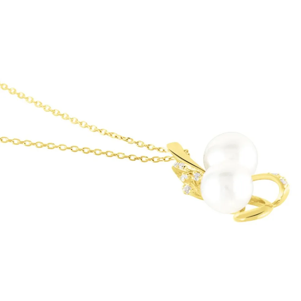 Collier Wandula Or Jaune Perle De Culture Et Diamant