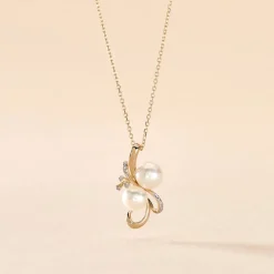 Collier Wandula Or Jaune Perle De Culture Et Diamant