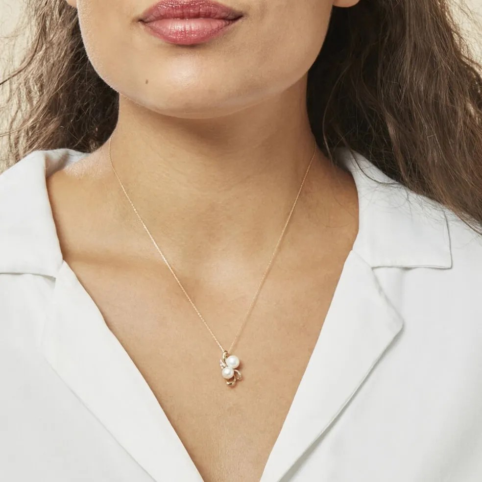 Collier Wandula Or Jaune Perle De Culture Et Diamant