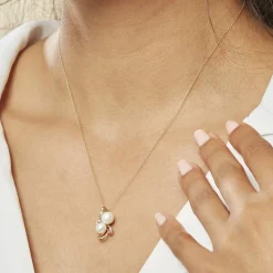 Collier Wandula Or Jaune Perle De Culture Et Diamant