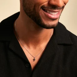 Collier Yahn Argent Blanc Pierre De Synthese