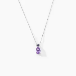 Collier Yrene Or Blanc Amethyste