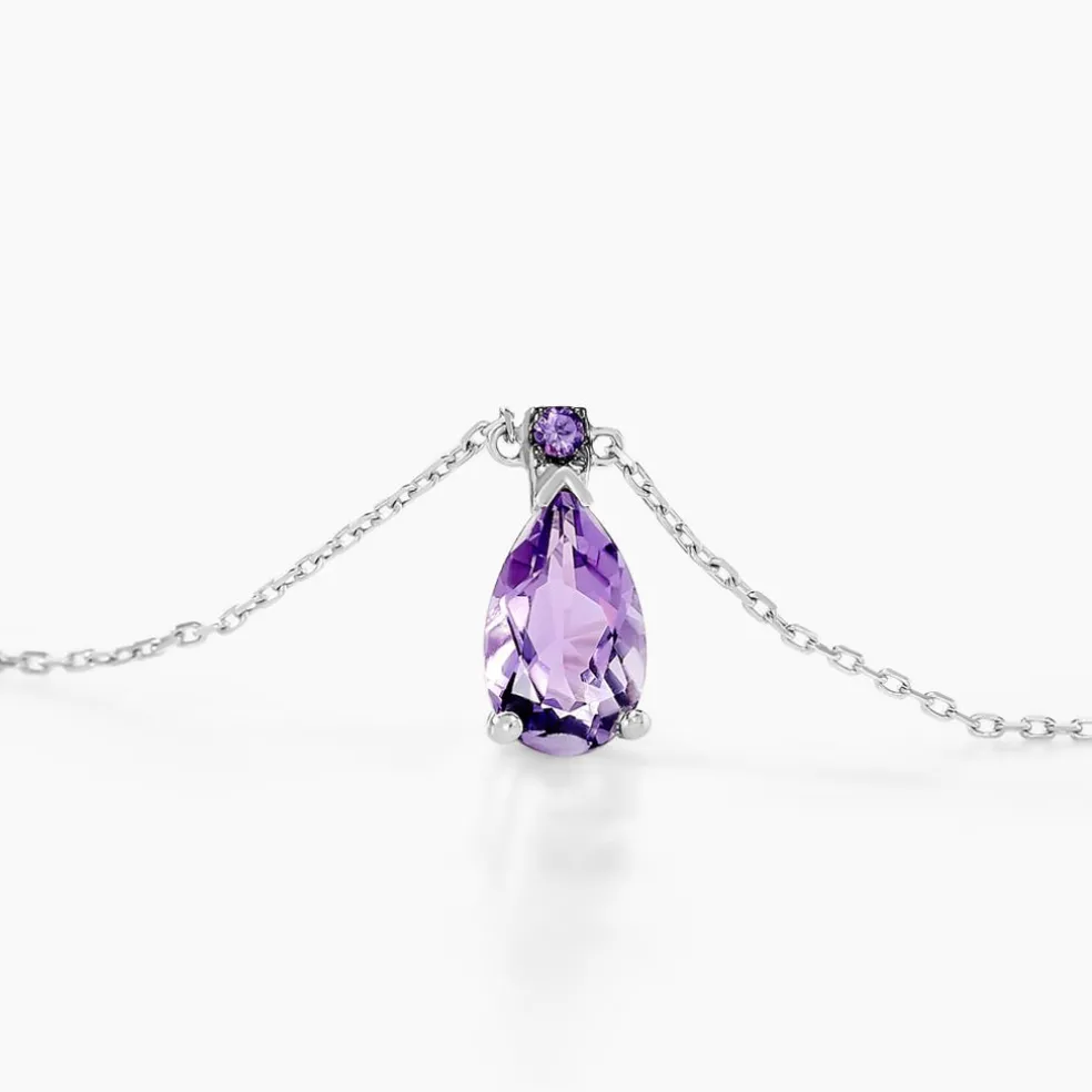Collier Yrene Or Blanc Amethyste