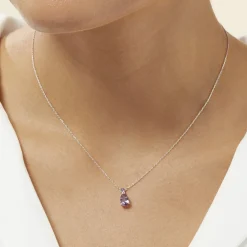 Collier Yrene Or Blanc Amethyste