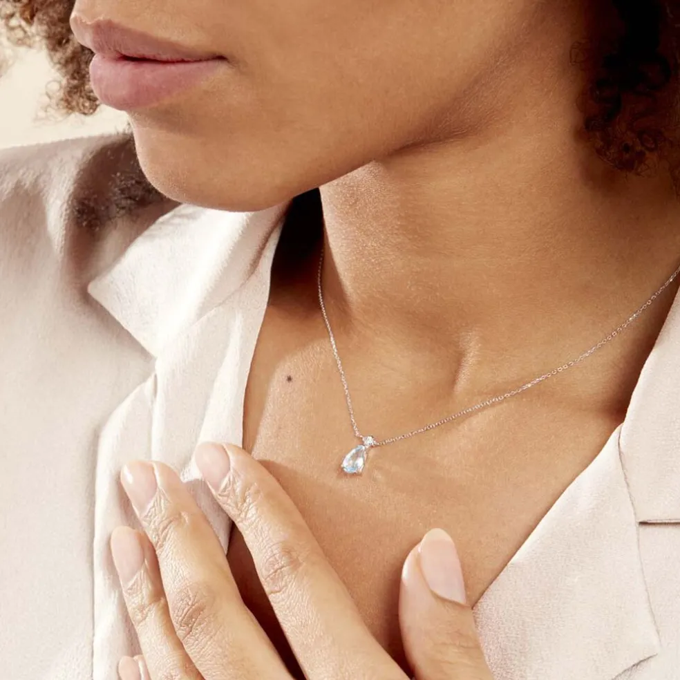 Collier Yrene Or Blanc Topaze