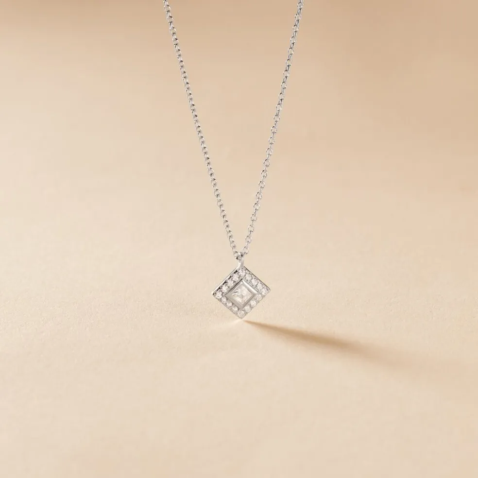 Collier Ysambre Argent Blanc Oxyde De Zirconium