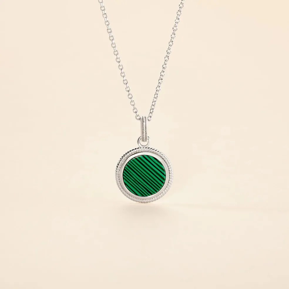 Collier Zea Argent Blanc Malachite