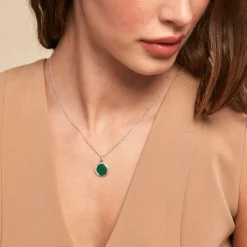 Collier Zea Argent Blanc Malachite
