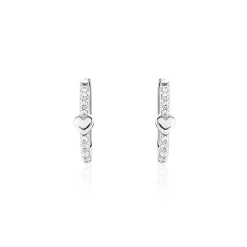 Creoles Argent Blanc Deep In Love Oxyde De Zirconium