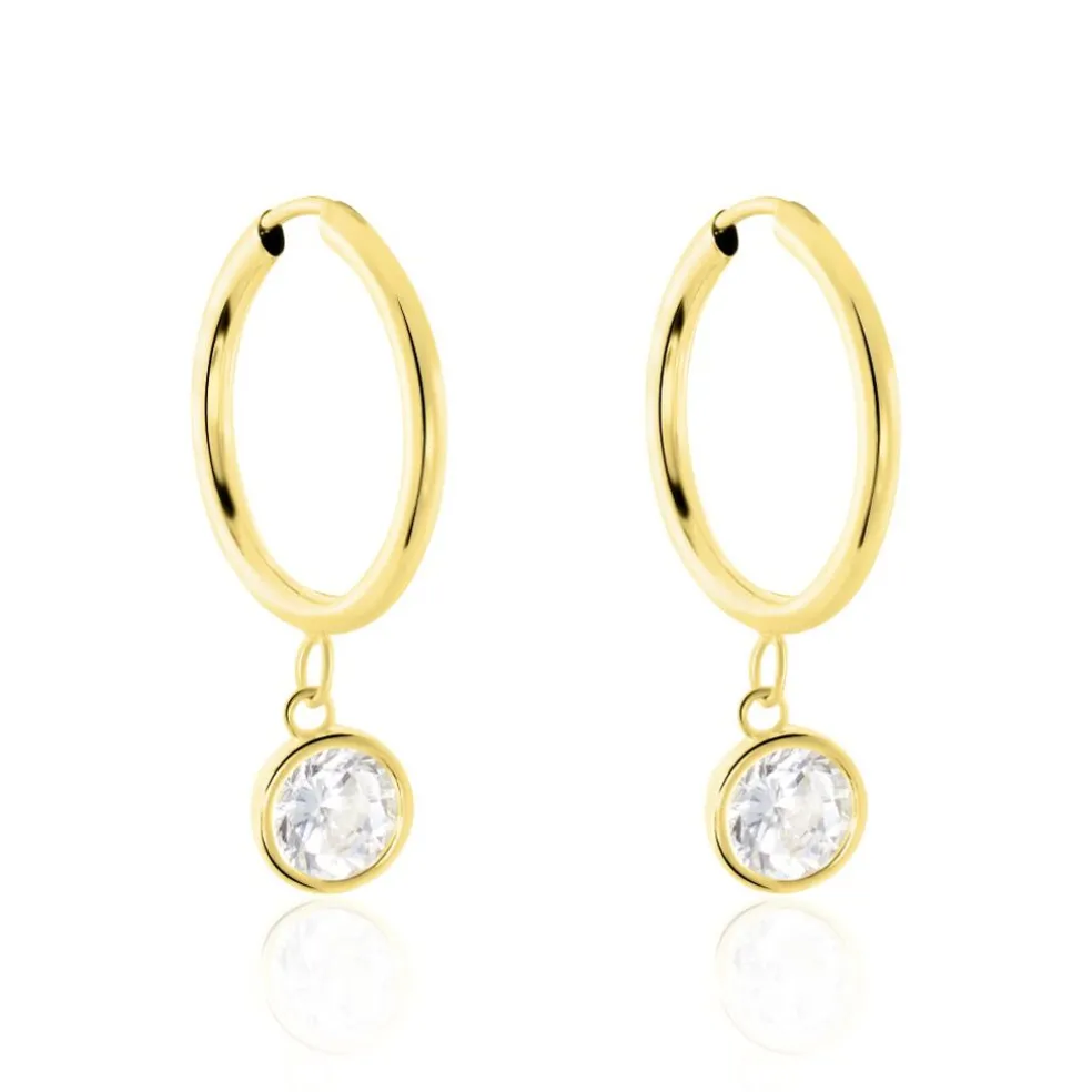 Creoles Or Jaune Lowan Oxyde De Zirconium