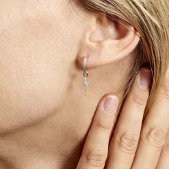 Créole Unitaire Ancelin Rondes Argent Blanc Oxyde De Zirconium