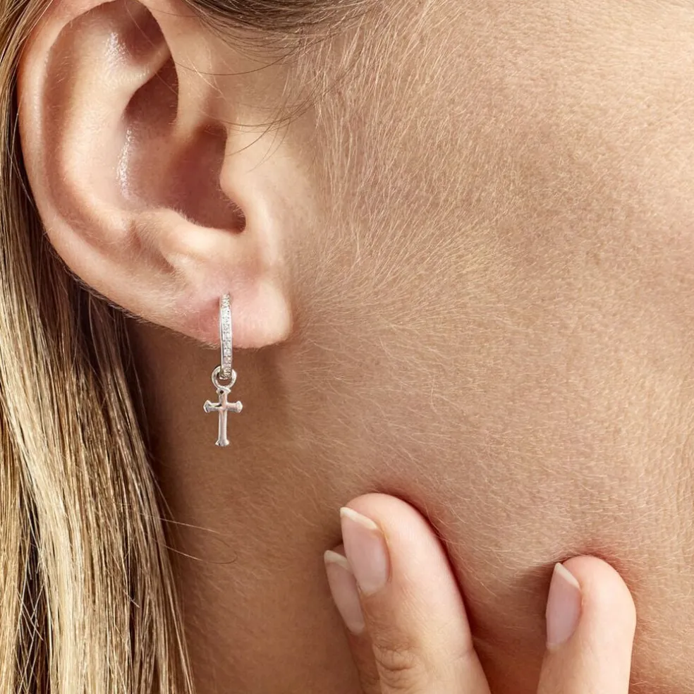 Créole Unitaire Ancelin Rondes Argent Blanc Oxyde De Zirconium