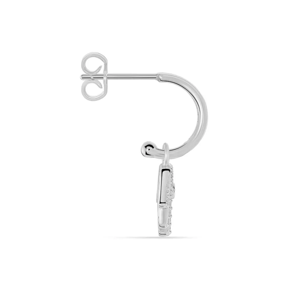 Créole Unitaire Ancelin Rondes Argent Blanc Oxyde De Zirconium