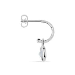 Créole Unitaire Ancelin Rondes Argent Blanc Oxyde De Zirconium