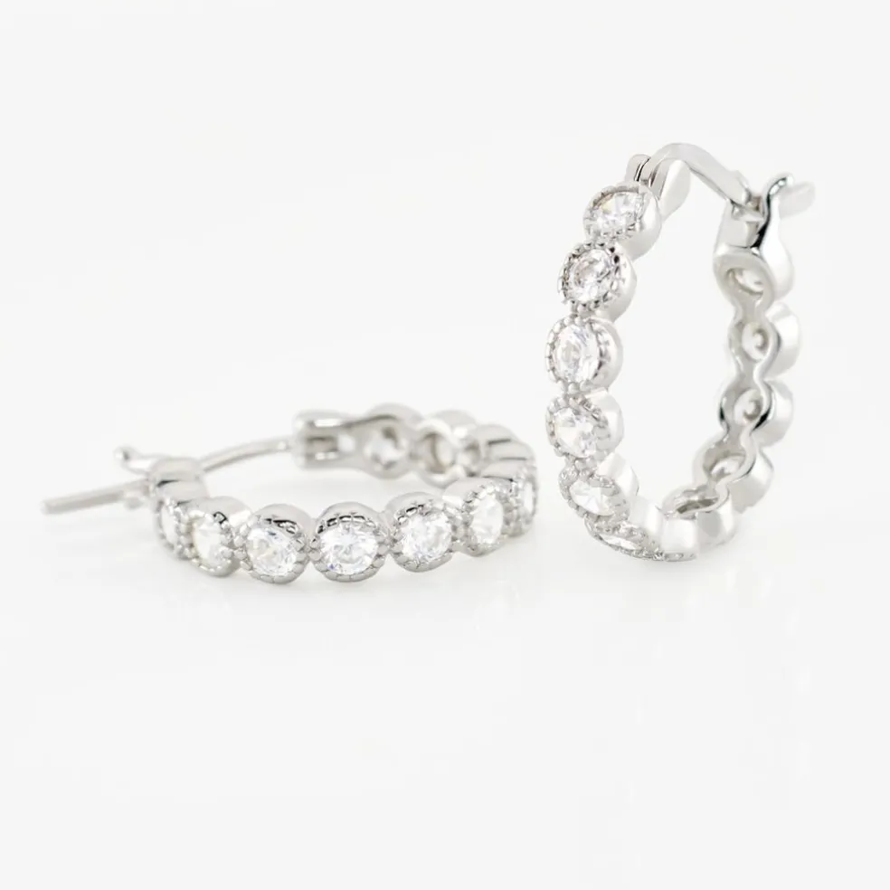 Créoles Argent Blanc Edoardo Oxydes De Zirconium