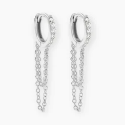 Créoles Argent Blanc Ibai Oxydes De Zirconium