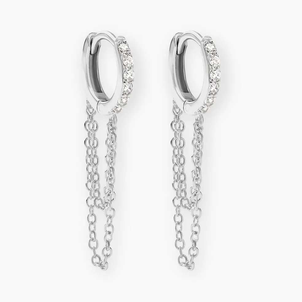 Créoles Argent Blanc Ibai Oxydes De Zirconium