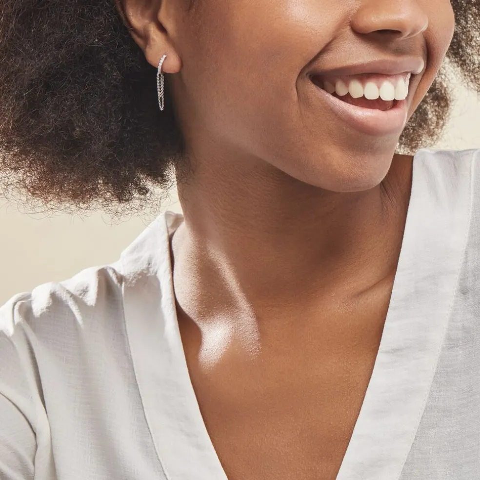 Créoles Argent Blanc Ibai Oxydes De Zirconium