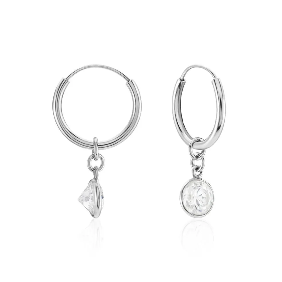 Créoles Argent Blanc Lehunnus Oxyde De Zirconium