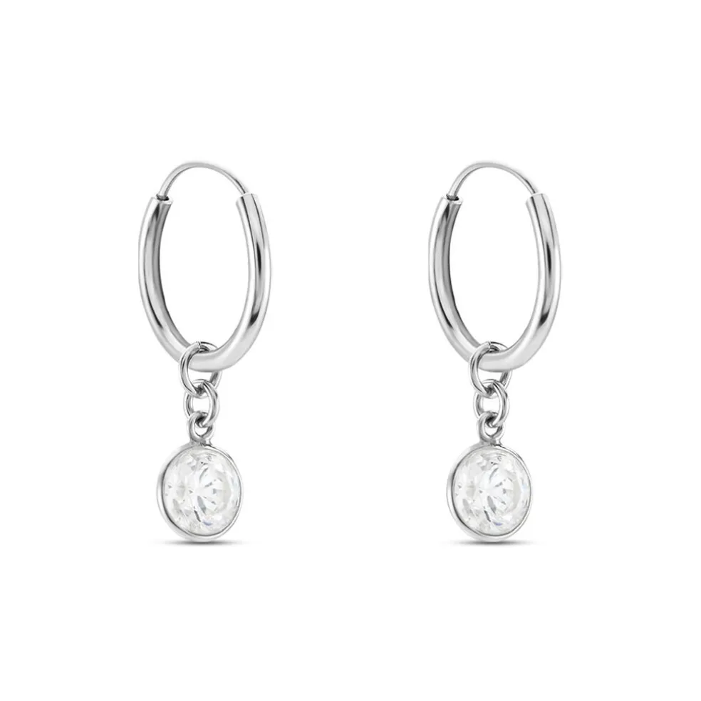 Créoles Argent Blanc Lehunnus Oxyde De Zirconium