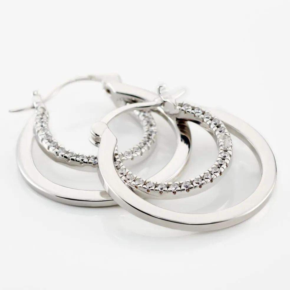 Créoles Argent Blanc Linnette Oxydes De Zirconium