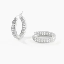 Créoles Argent Blanc Menelas Oxydes De Zirconium